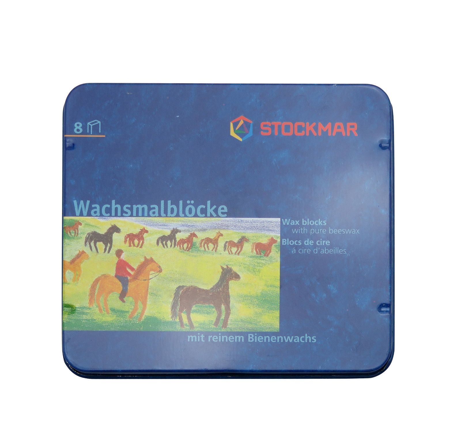 在庫 みつろうブロッククレヨン シュトックマー 8色缶入 基本色 STOCKMAR ST34002 日本