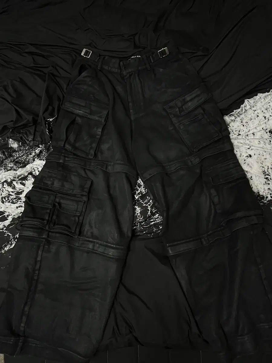 2 傷添付 project gr オーバーサイズ カーゴ コーテッド パンツ