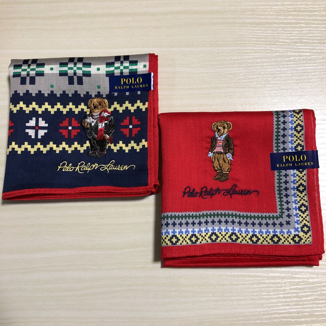 ラルフローレン ハンカチ2枚セット ポロベアくまさんテディベア刺繍