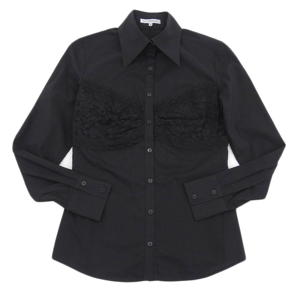 NARACAMICIE ナラカミーチェ レース 刺繍 長袖 シャツ 1 黒 レディース 241106