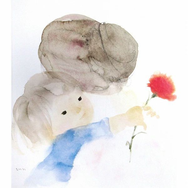 いわさきちひろ 「母の日」 色紙額 額付き 複製画 お母さん 母と子 