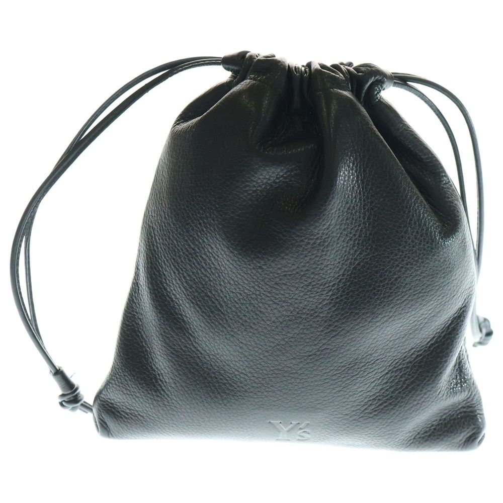 Y s ワイズ カウレザー サブポーチ付き 巾着バッグ ブラック レディース YP-A06-718