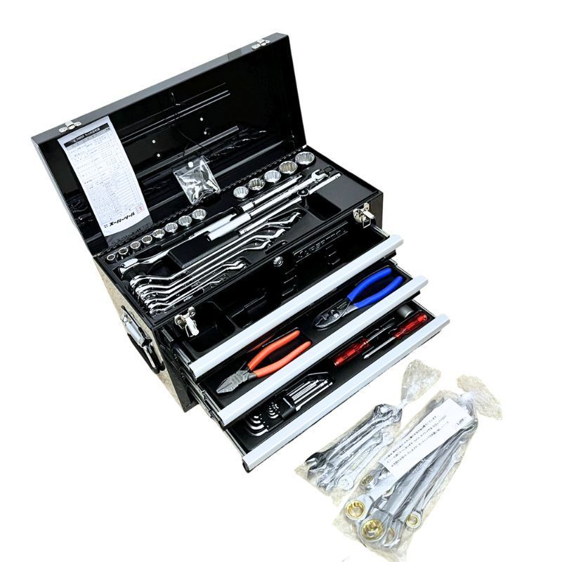 supertool スーパーツール プロ用デラックス工具セット チェストタイプ S7000DX ブラック 工具セット 22505K583