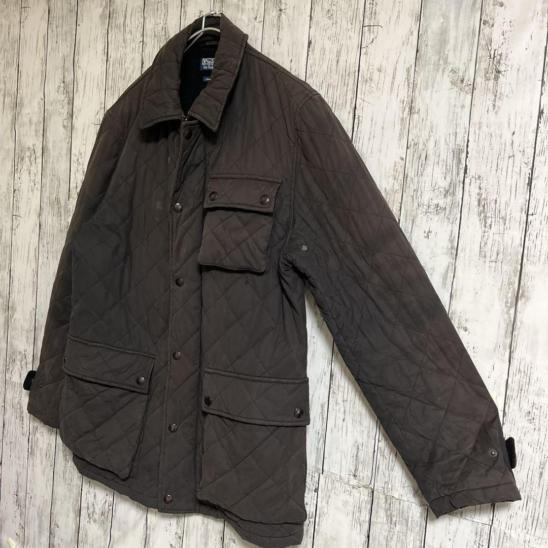 ラルフローレン イタリア製 キルティングジャケット L相当 フェード黒 5071