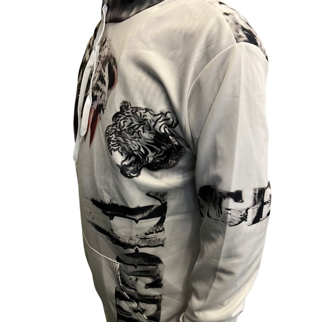 パーカー ホワイトタイガー MorLorXL 選べる3サイズ 虎 トラ 長袖