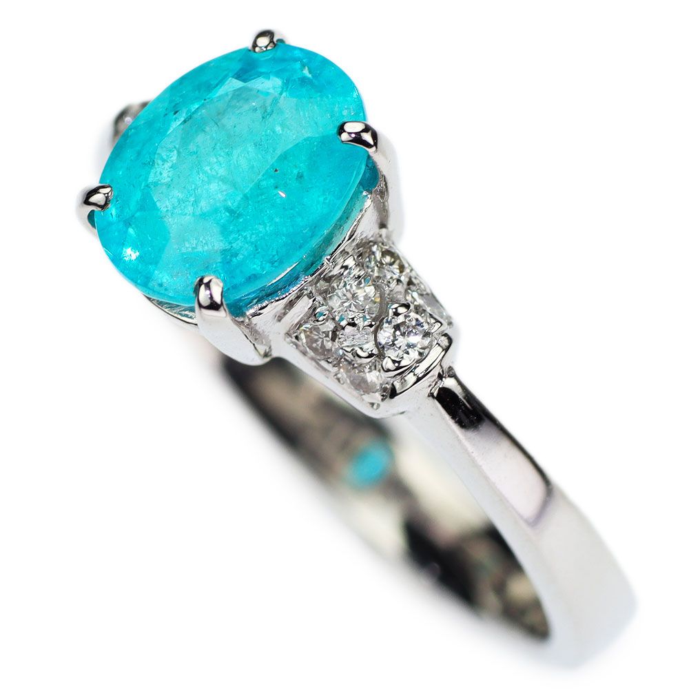 Pt900 ブラジル産パライバトルマリン ダイヤモンド リング 1.62ct D0 