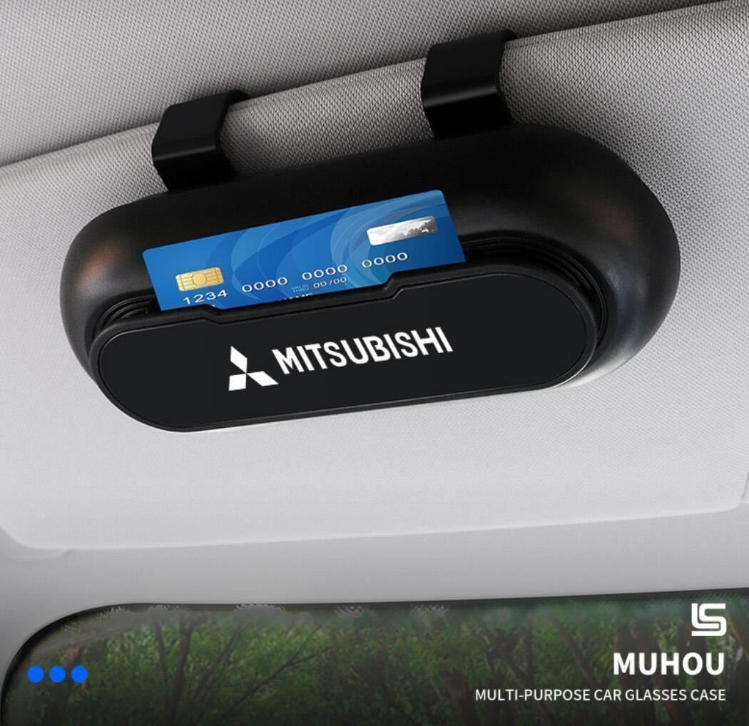 新品！高級感 三菱 Mitsubishi 車載 メガネ ホルダー  2個セット ボックス サングラス 収納 ケース  メガネボックス  サングラスホルダー カード収納  全車種対応 2色選択 EVO 4G63 パジェロ[Pajero]