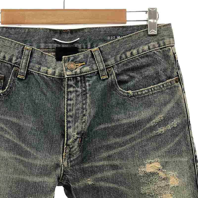 SAINT LAURENT PARIS / サンローランパリ | 2013AW | エディスリマン期 D02 M/SK-LW デストロイ クラッシュ加工 スキニー デニムパンツ | 32 | インディゴ | メンズ SAINT LAURENT PARIS / サンローランパリ | 2013AW | エディスリマン期