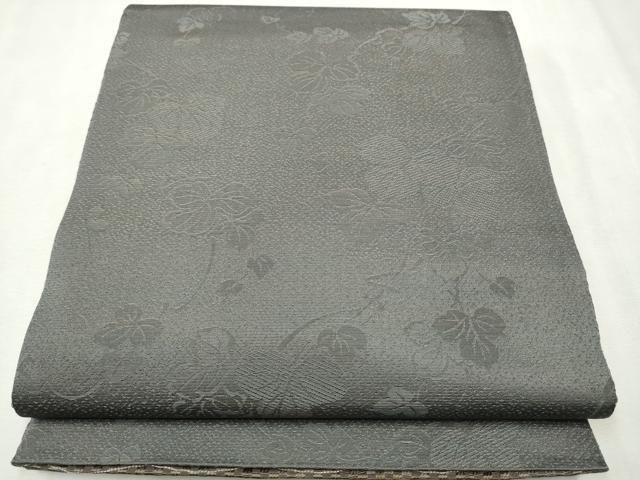 平和屋着物○両面 全通柄袋帯 よろけ縞 銀糸 正絹 逸品 CAAV7122hy