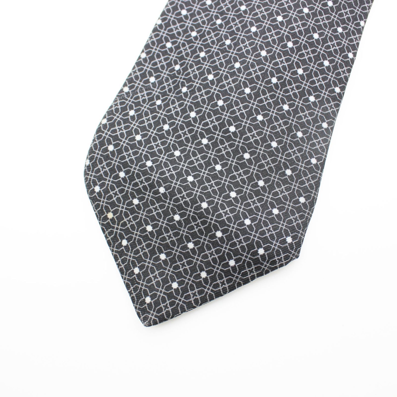 LOEWE ネクタイ グレー アナグラム 幾何学模様 総柄