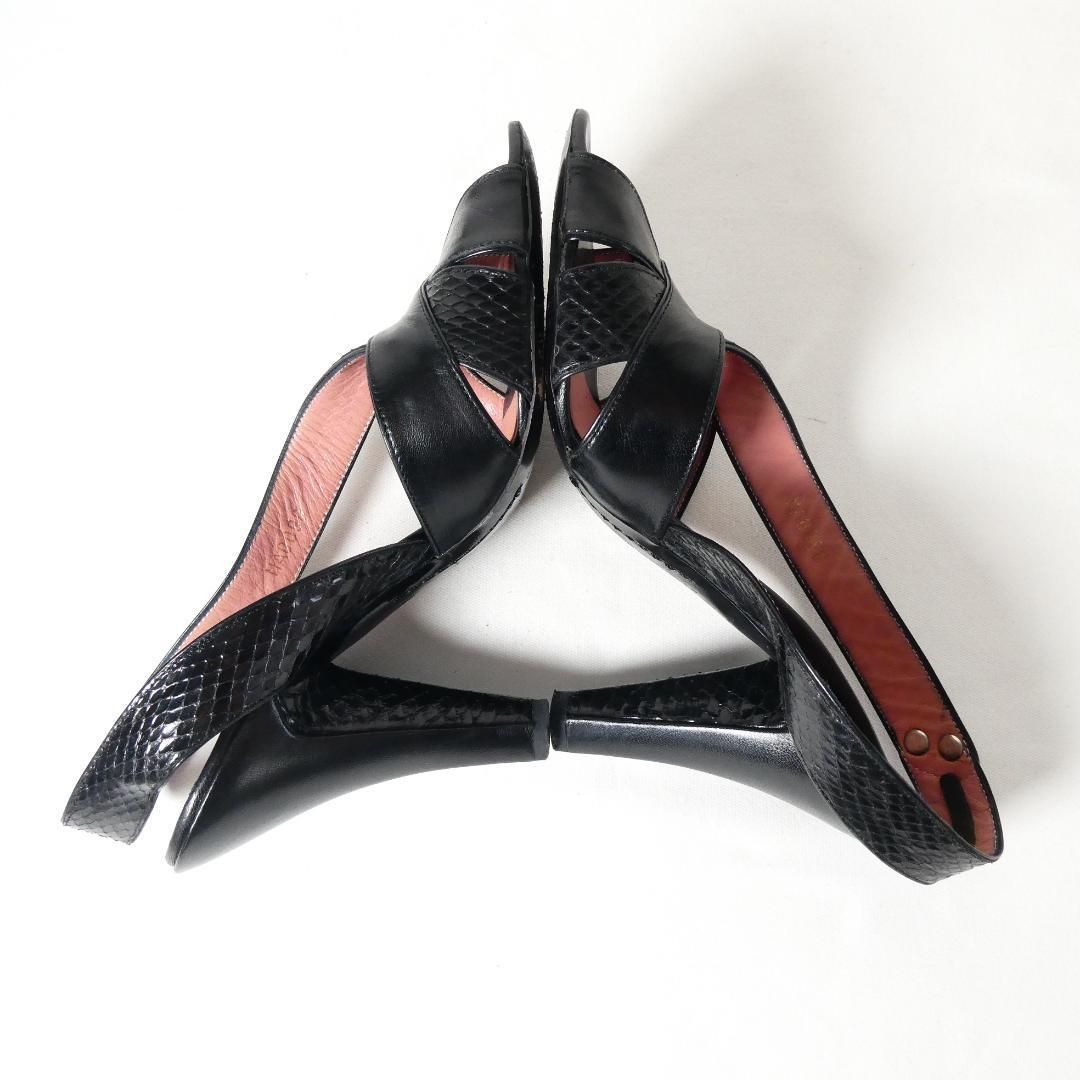 美品☆LOUIS VUITTON ブラック スリングバック ハイヒール Louis Vuitton ルイヴィトン サイズ35.5 約22㎝ サンダル パンプス