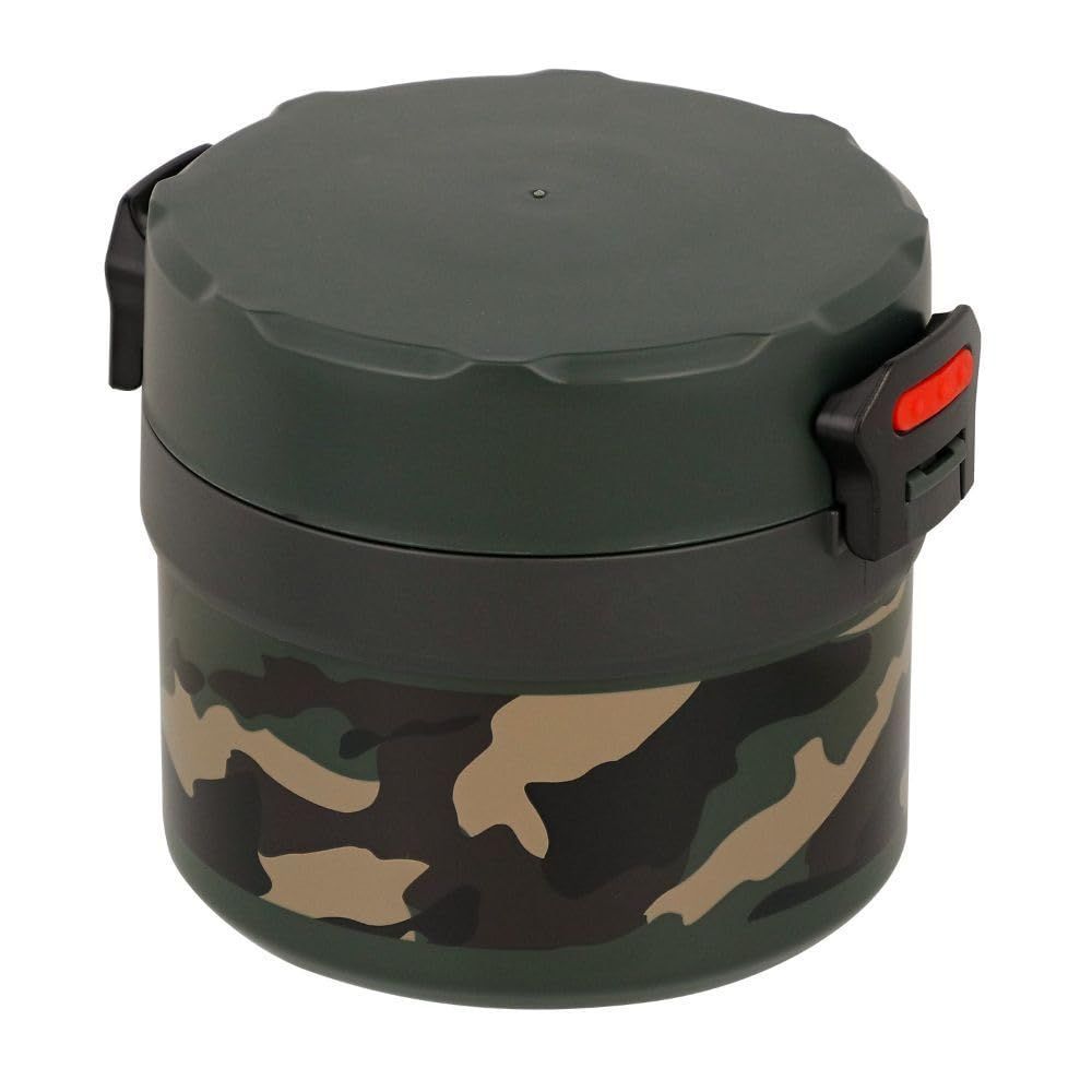 【人気商品】約1.7杯分 おかず 茶碗 ご飯 弁当箱 NQ-0171 保温 迷彩 カーキ 900ml カモフラージュパターン ランチジャー ステンレス ベストコ