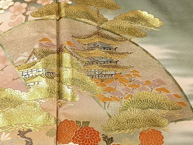 平和屋着物□豪華色留袖 霞風景花文 暈し染め 金彩 正絹 逸品