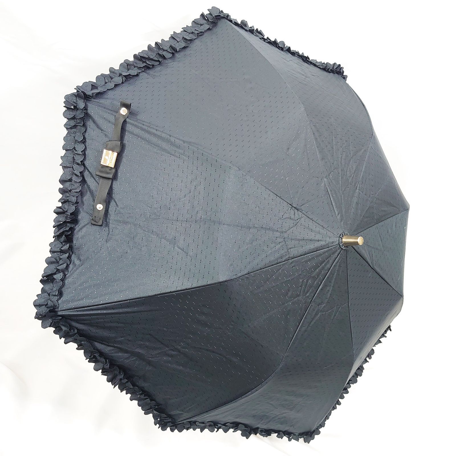 LANVIN en Bleu 晴雨兼用傘 ドビーフリル ブラック ランバン