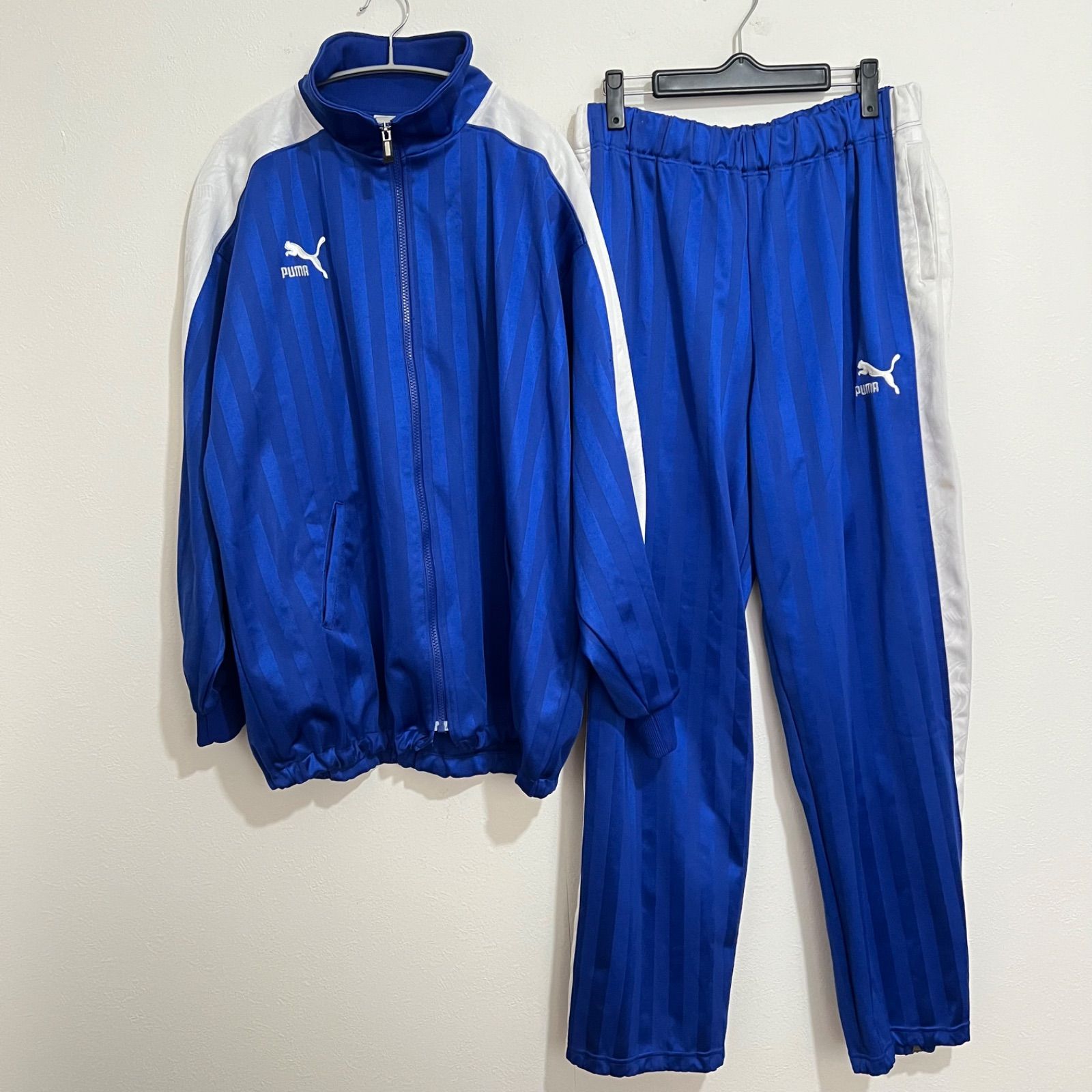 PUMA ジャージ 上下セット　青/白　XO　プーマ PUMA プーマ ジャージ上下セット ビッグロゴ 刺繍ロゴ メンズ 青