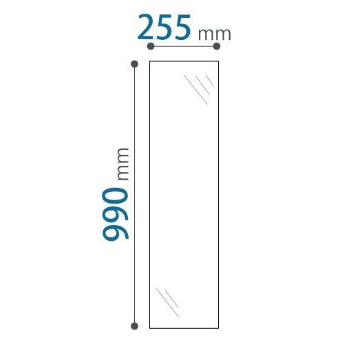 OOKABE GLASS お風呂鏡 浴室鏡 255×990mm 厚み5mm 防湿 交換取付け部材セット 金具付き