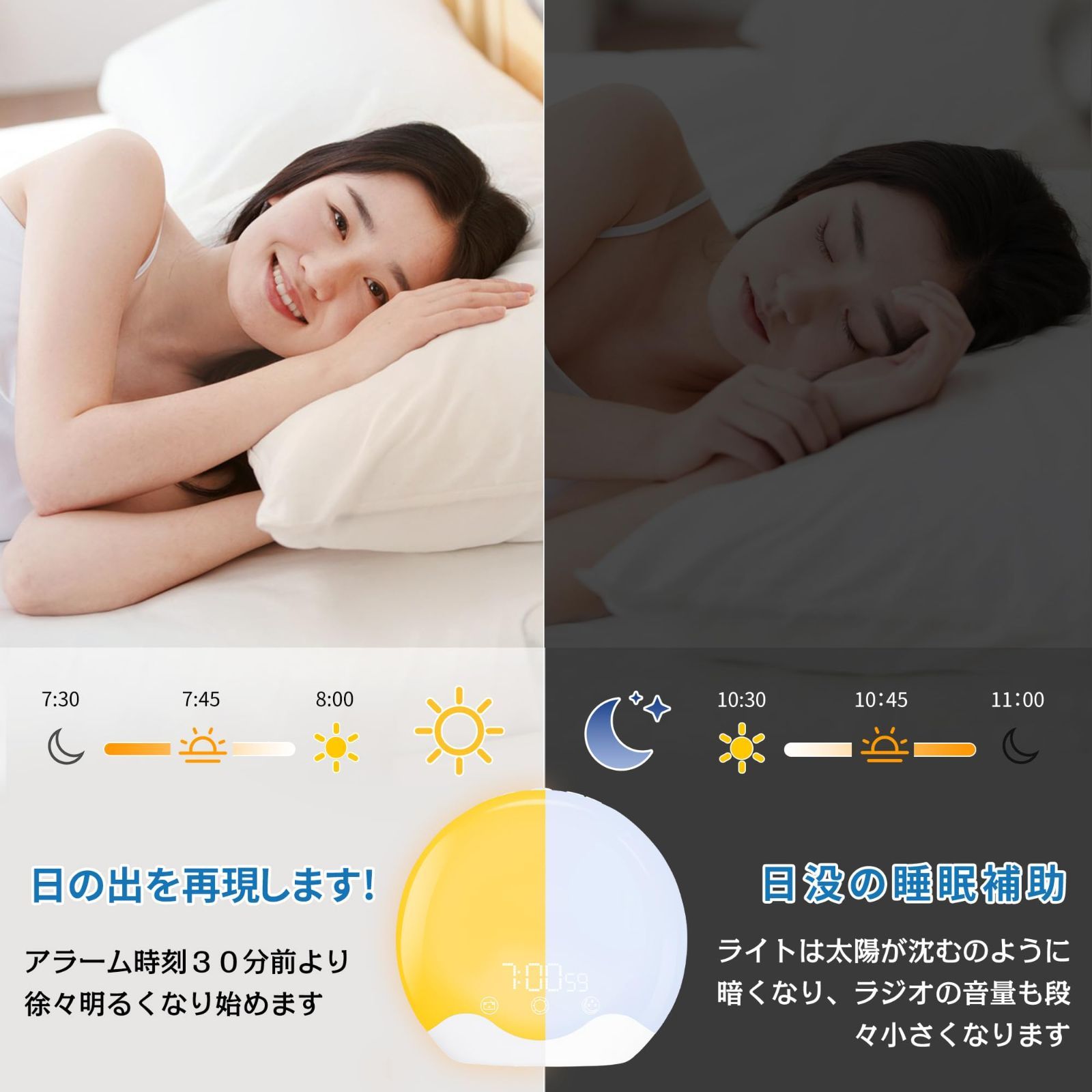 TITIROBA 目覚まし時計 光 めざまし時計 YABAE Wake Up L