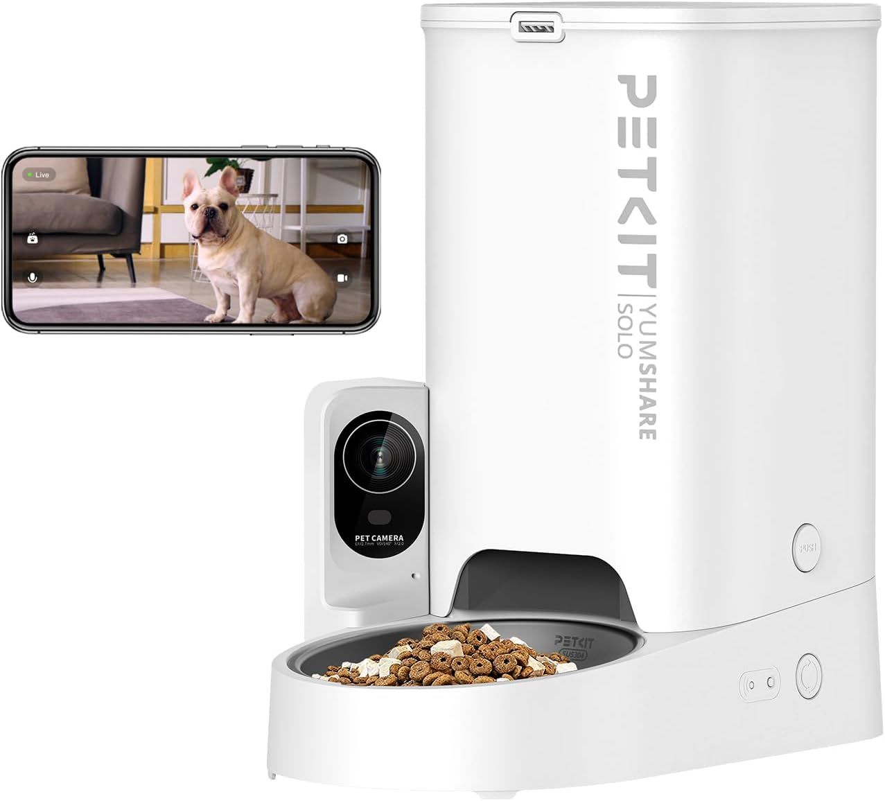 PETKIT 自動給餌器 猫 中小型犬用 タンク二層化 カメラ付き 1080P 暗視機能 双方向会話 透明な窓口 感知センサーを搭載 タイマー式 スマホ管理 2WAY給電 IOS Android対応 日本語対応アプリ シングルホッパー カメラ付き
