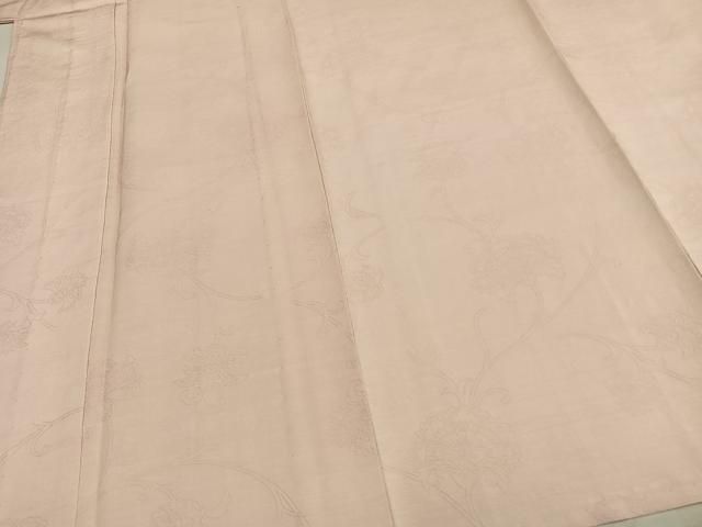 【セール開催】  平和屋着物 上質な色無地 単衣 紬地 花唐草地紋 薄桜色 正絹 AABA7477fy 在庫商品