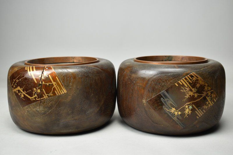 蔵A5318】時代 光琳蒔絵火鉢 一対 明治期 2025年最新】桐 蒔絵