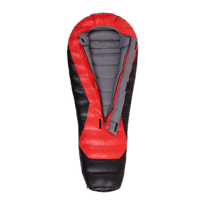 高品質 寝袋 グースダウン95% マミー型 冬用 羽毛 400T撥水加工 コンパクト アウトドア キャンプ 車中泊 防災用 400g ダック レッド
