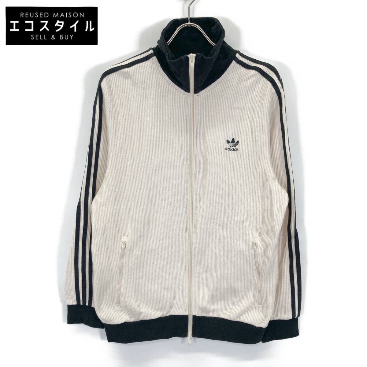 adidas アディダス HR3307 ﾍﾞｰｼﾞｭ×ﾌﾞﾗｯｸ ﾍﾞｯｹﾝﾊﾞｳｱｰ ﾜｯﾌﾙﾄﾗｯｸｼﾞｬｹｯﾄ L