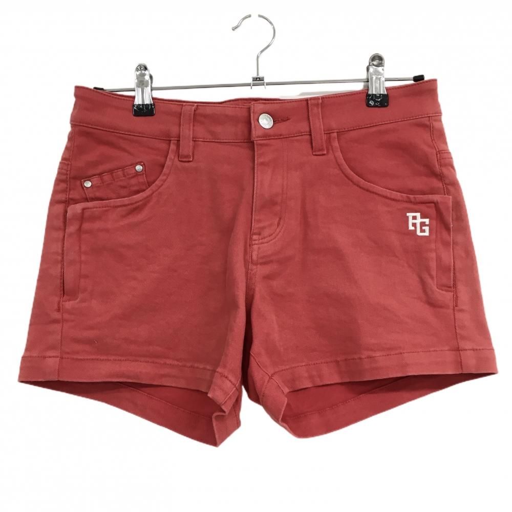 パーリーゲイツ ショートパンツ レッド ロゴ白 ティー装着可