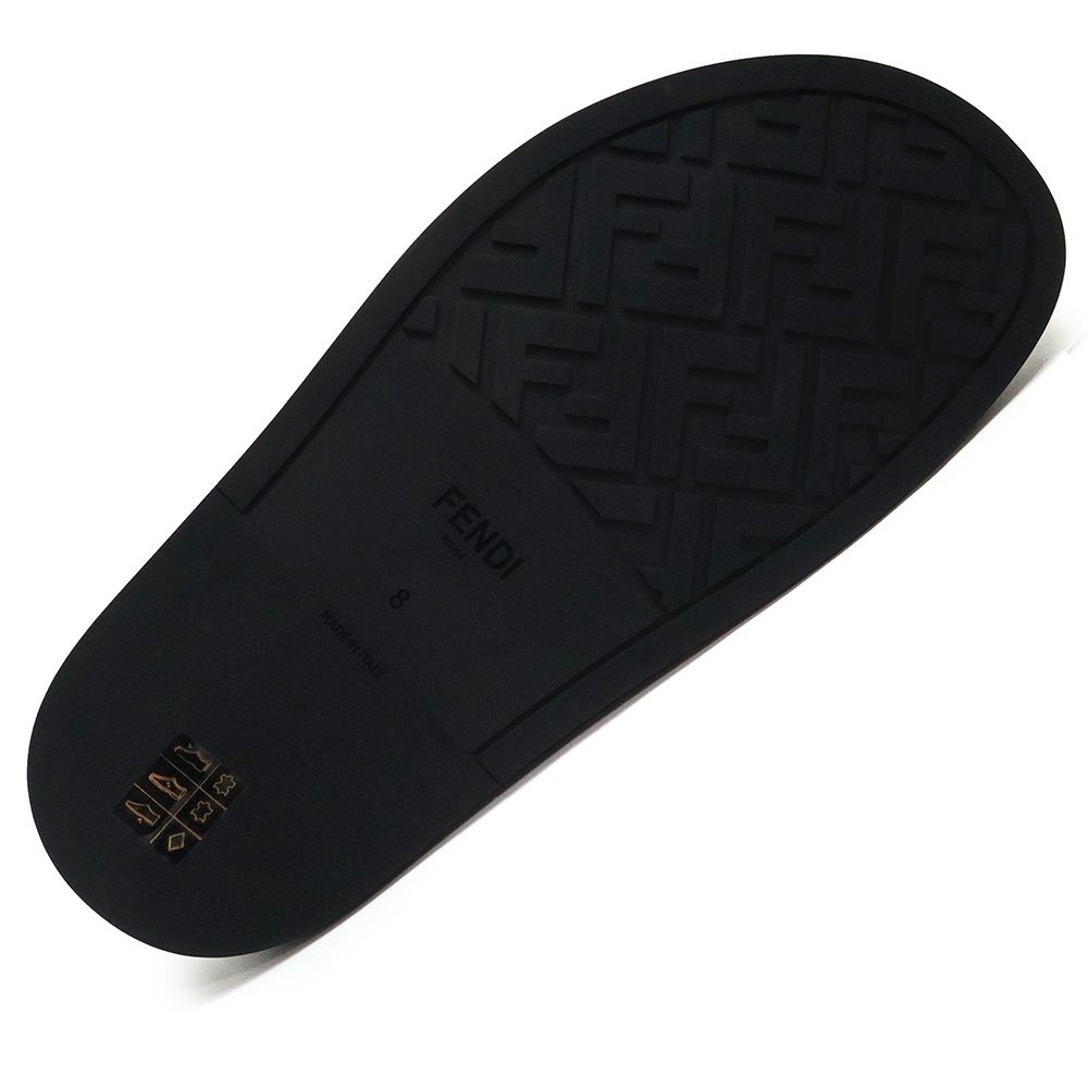 （新品・未使用品）フェンディ FENDI スリッパーズ SLIPPERS フィール スライド カット FF モチーフ サンダル 靴 #8 27cm ラバー レザー ブラック 黒 ブラック金具 7X1677 箱付 フェンディ スリッパーズ SLIPPERS フィール スライド カット FF