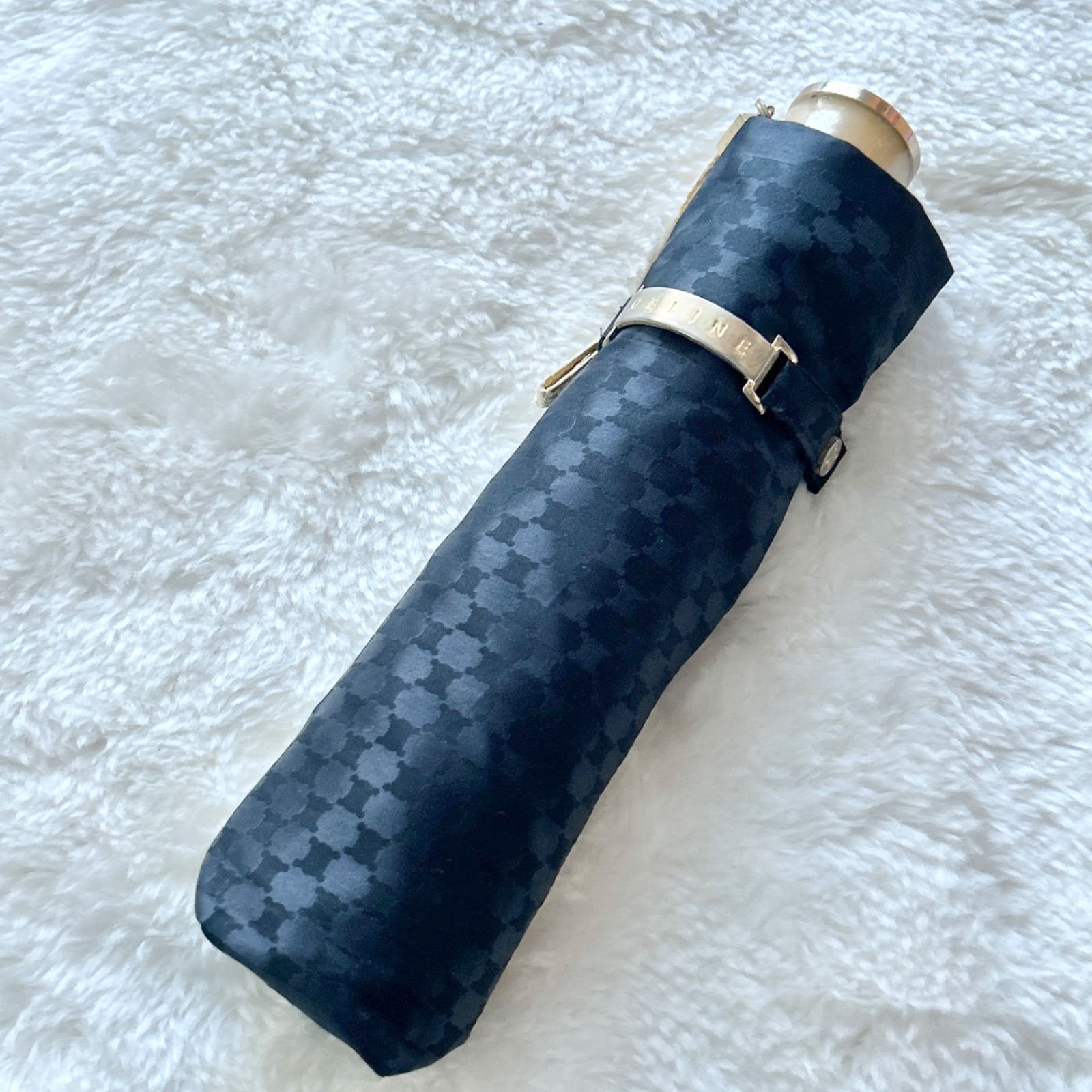 CELINE セリーヌ 折りたたみ傘 ブラック マカダム柄 ゴールド金具 メンズ レディースどちらでも