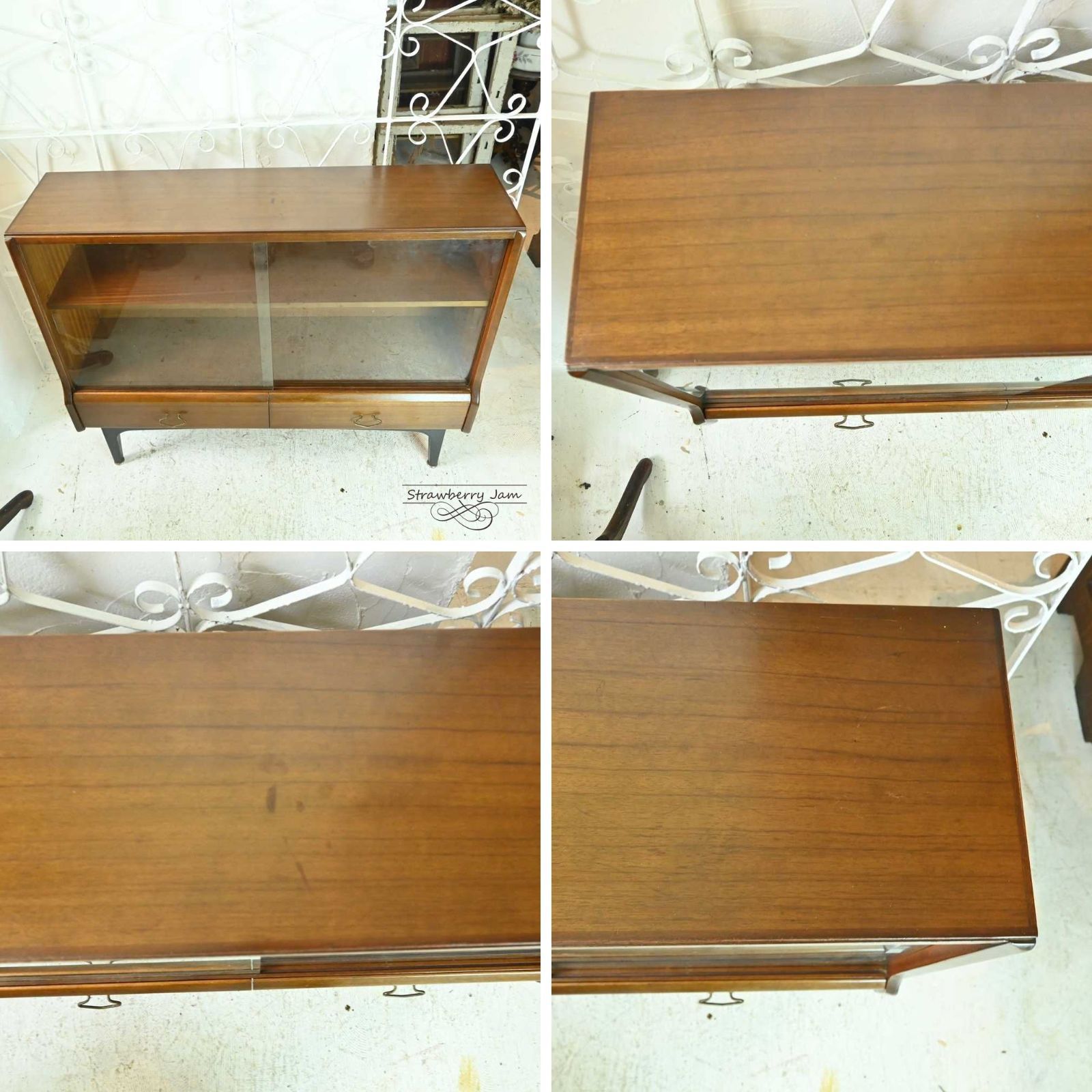 L3705-269 英国ヴィンテージ Jentique ナローブックケース 食器棚 収納