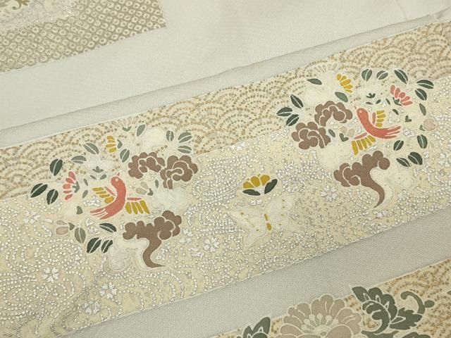 平和屋着物□訪問着 駒刺繍 花鳥文 暈し染め 金銀彩 正絹