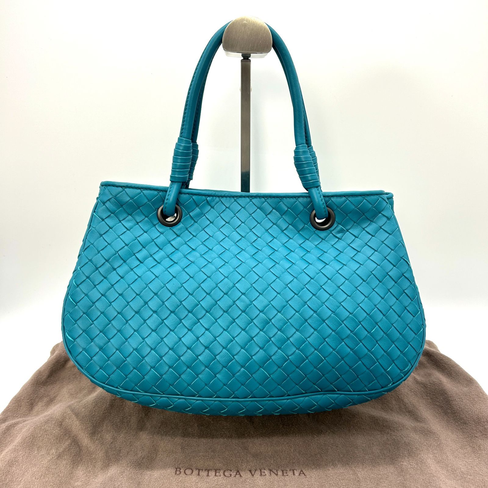 ボッテガ BOTTEGA VENETA イントレチャート サッチェル ターコイズブルー ハンドバッグ レザー レディース ブランドバッグ 中古 -  メルカリ