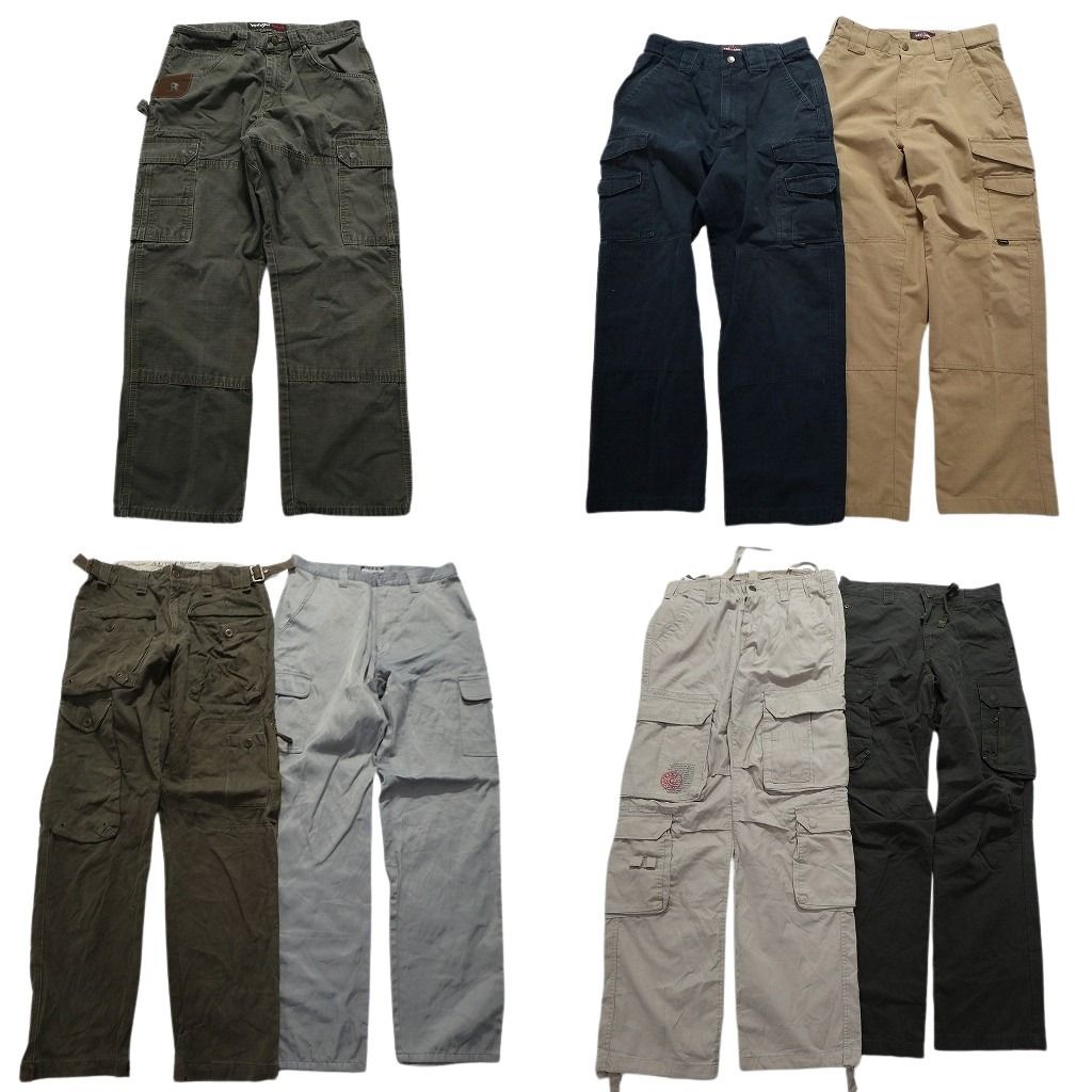 古着卸 カーゴ パンツ 7枚セット メンズ 32 |33 |M ラッセル ワーク系 四つポケ ネイビー グレー カーキ 古着 MZ7488