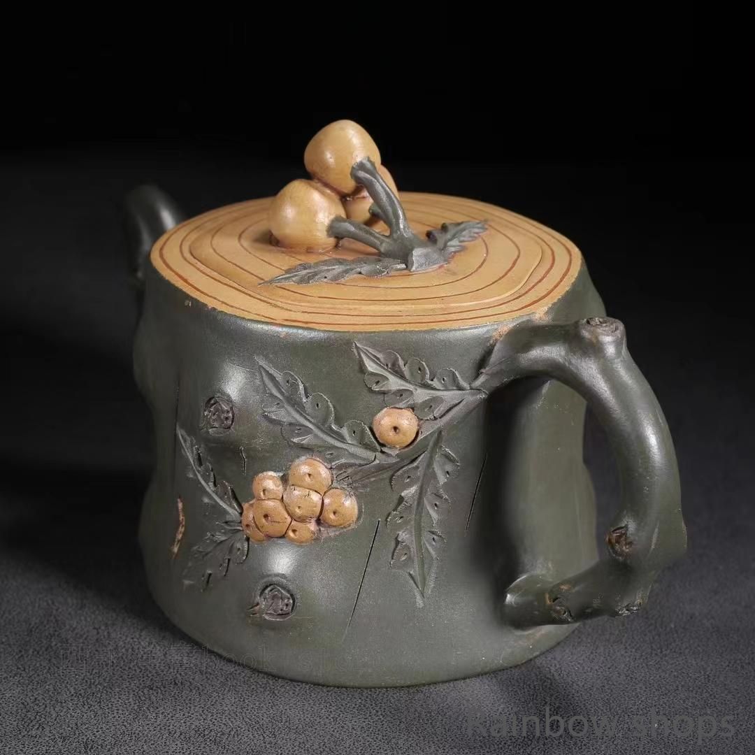 新品未使用】中国古美術?原鉱底槽清泥養神紋?紫砂壺?底款:顧景舟?朱泥