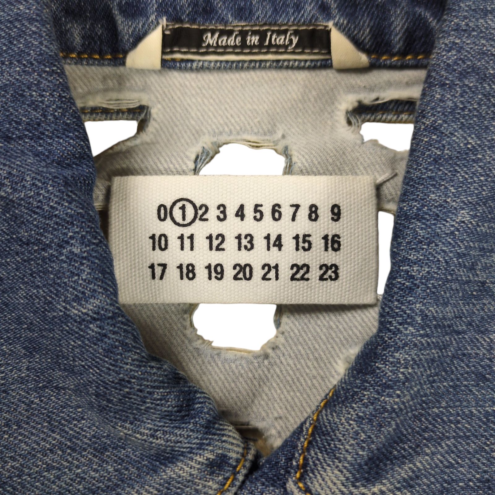 割引 メゾンマルジェラ PUNCH ホール デニム ジャケット Maison