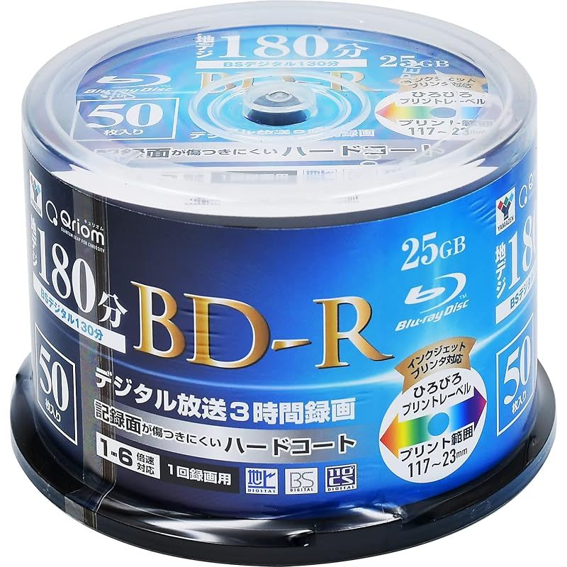 山善 キュリオム BD-R (1回録画用) (片面1層/1-6倍速/50枚スピンドル) 25GB BD-R50SP 1