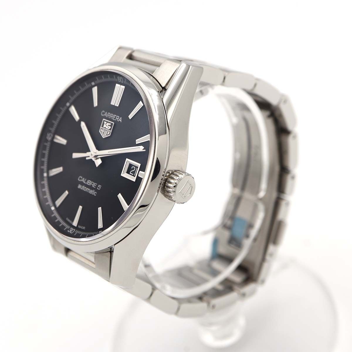 稼働 腕時計 TAG HEUER タグホイヤー カレラ キャリバー5 WAR 211 A 自動巻き 黒色文字盤 箱 保 コマあり yo 1292