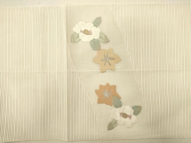 平和屋着物＊夏物 八寸名古屋帯 流水花文 金銀糸 正絹 逸品