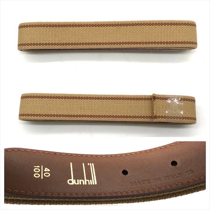 ダンヒル★ベルト★キャンバス×レザー★ベージュ/茶色系★美品 Dunhill ダンヒル ベルト キャンバス×レザー ベージュ×茶色系 美