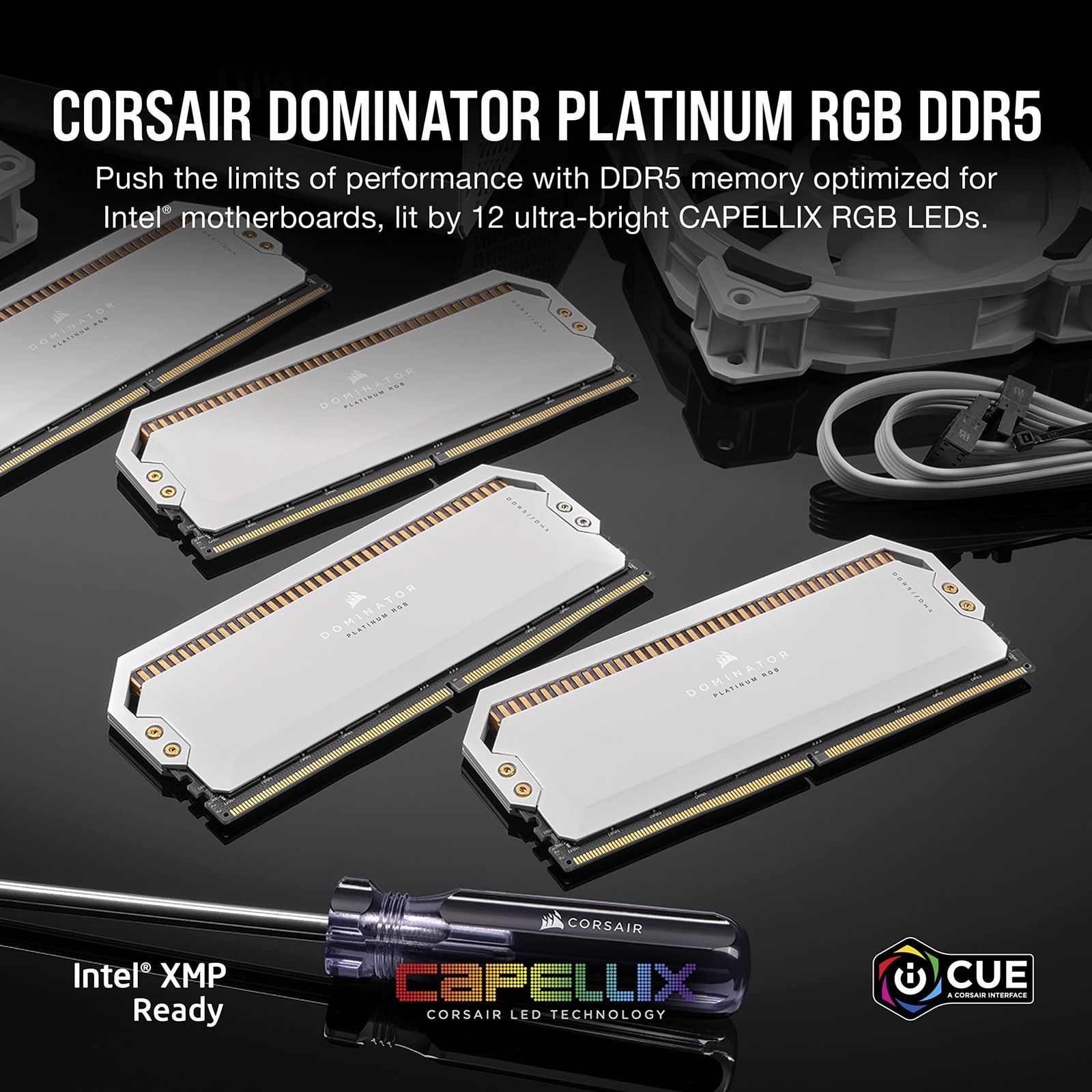 CORSAIR iCUE DDR5-5200MHz デスクトップPC用 メモリ DOMINATOR PLATINUM RGB シリーズ ホワイト PC5-41600 32GB 16GB×2枚 CMT32GX5M2B5200C40W