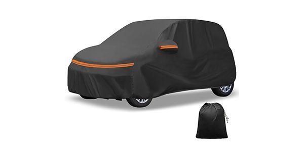 X AUTOHAUX ホンダ フリード用 車ボディカバー 自動車カバー 防水生地-5層構造 裏起毛 塗装面保護 運転席ジッパー付き ドア開閉 耐強風 防風ロープ 収納袋付き 日焼け 梅雨対策 車中泊 仮眠 暑さ対策 UVカット ブラック