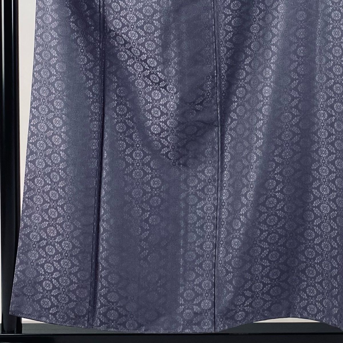 色無地 身丈156cm 裄丈63cm S 袷 山田高蔵 落款 地紋 灰色 正絹