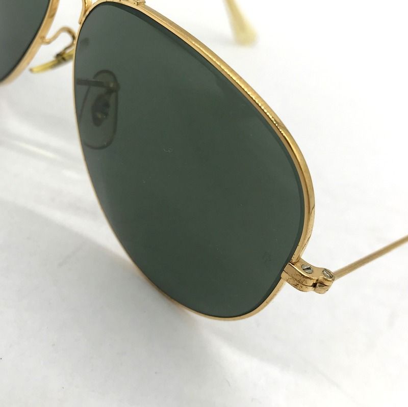 RayBan サングラス AVIATOR アビエーター B&L製 ティアドロップ アイウェア 眼鏡 メガネ 58□14 ゴールド レイバン 服飾小物 B10828◆