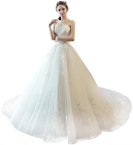 豊作 ウエディングドレス フラワービスチェ ロング Aライン レースアップ 引き裾 蝶飾り 純白 ブライダル M