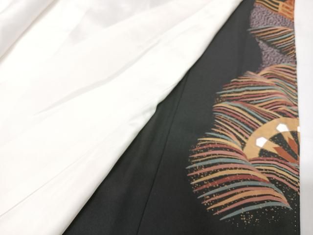 平和屋着物□豪華黒留袖 駒刺繍 飛鶴風景文 金彩 正絹 逸品