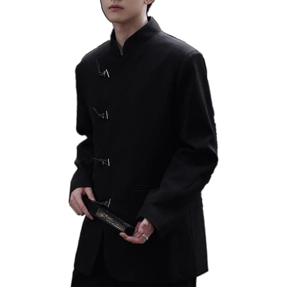 キッソス（ＫＩＳＳＯＳ） メンズ ジャケット チャイナ テーラードジャケット チャイナボタン 漢服 モード カジュアル (JP， アルファベット， XL， ブラック) [ブラック] [XL]
