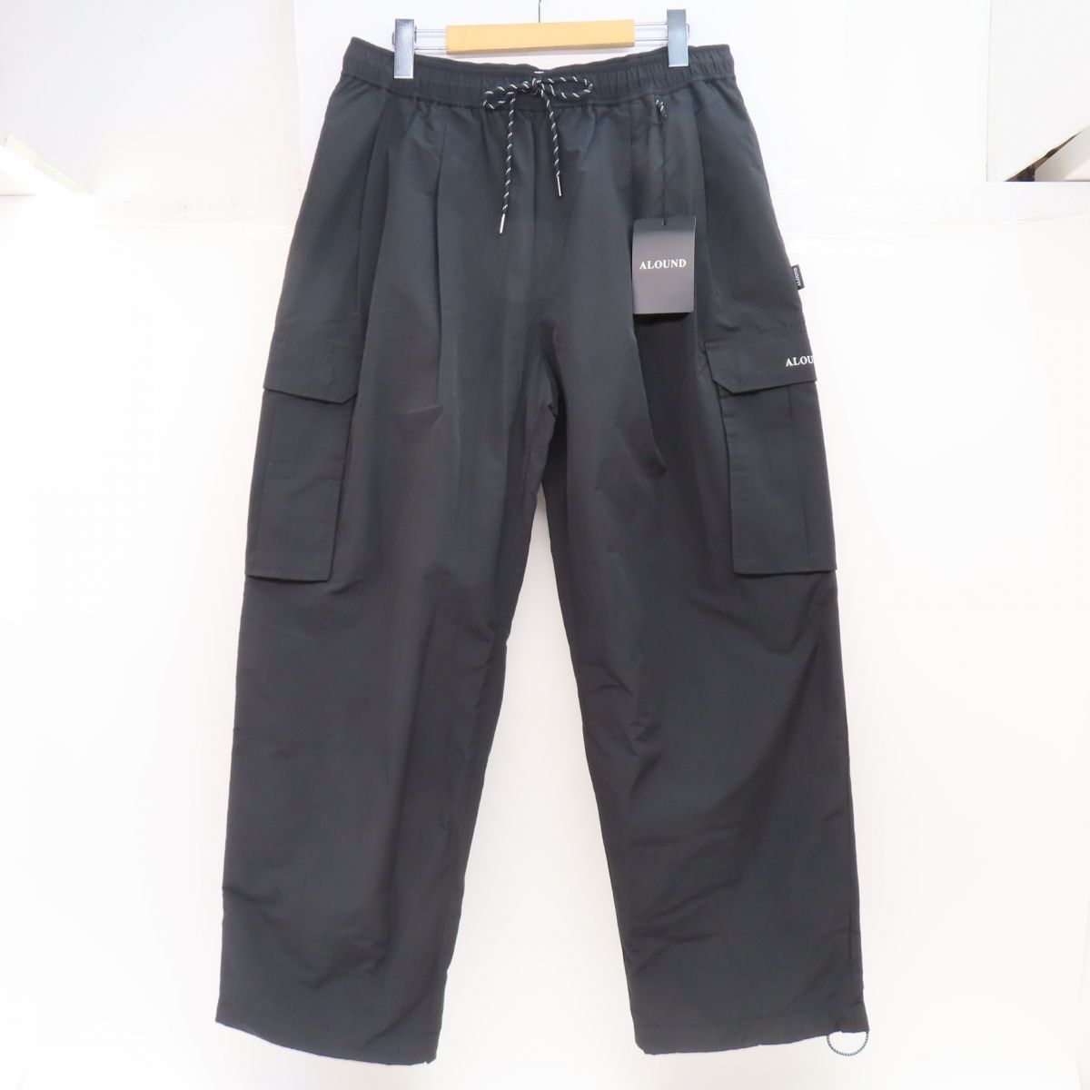 ALOUND アラウンド 2TUCK NYLON CARGO PANTS ツータック ナイロン カーゴパンツ ALPT24AW-08BK サイズXL