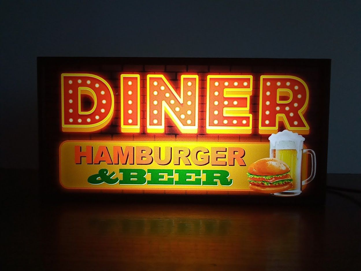Old New！アメリカンダイナー ハンバーガー 屋内 吊り下げ式 電飾看板 Old New！アメリカンダイナー ハンバーガー 屋内 吊り下げ式 電飾看板