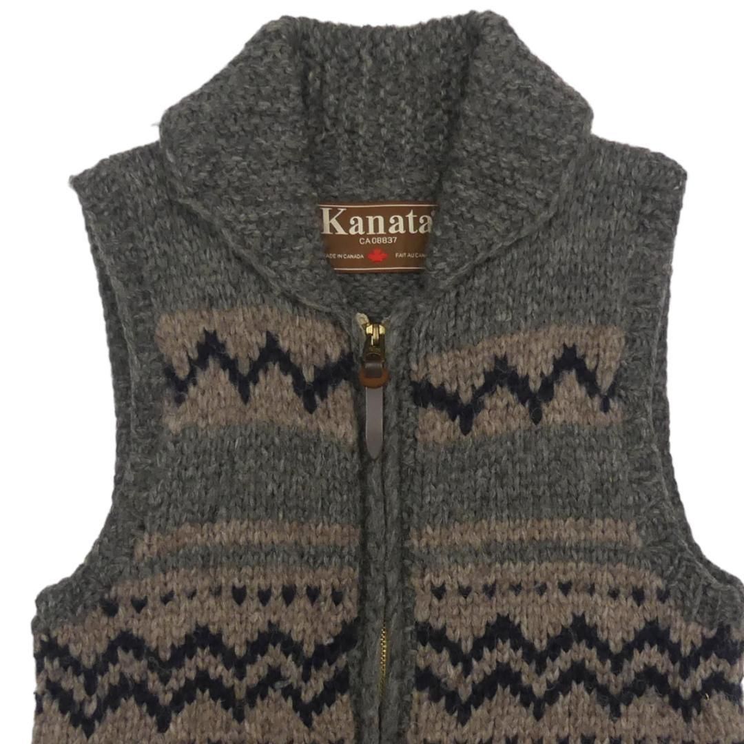 【美品】希少 Kanata カナタ カウチン ニットベスト スカル XL カウチンセーター kanata ニット XS カナダ製 カナタ ベスト