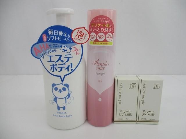 ネイチャーマジック オーガニックUVミルク 顔用|パンナ AHA泡ボディソープ|アミュレットミスト 4点